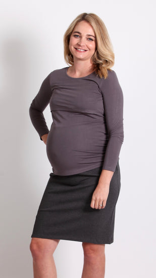 Dahna Maternity Pencil Skirt Charcoal - EGG Maternity NZ Ltd